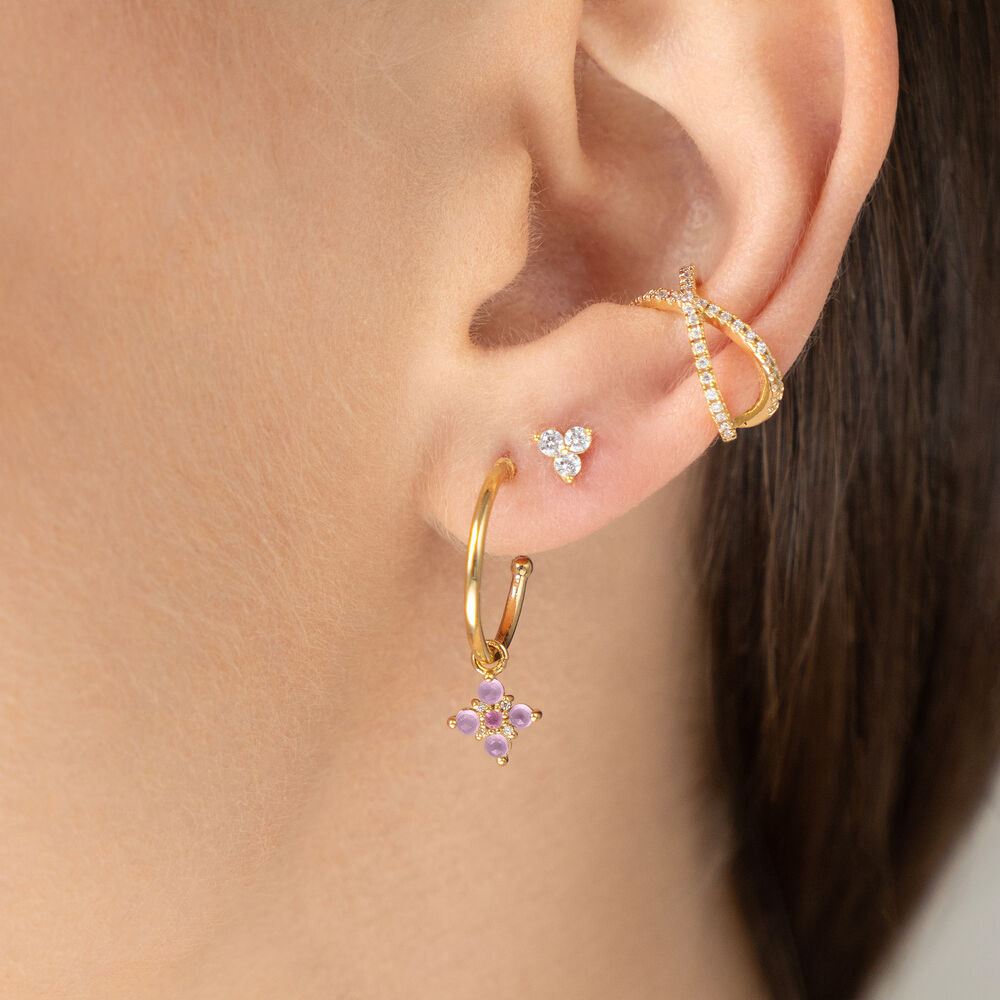 Creolen BLOOM, Amethyst/Rhodolith, 18 Karat Gelbgold vergoldet Bild 2