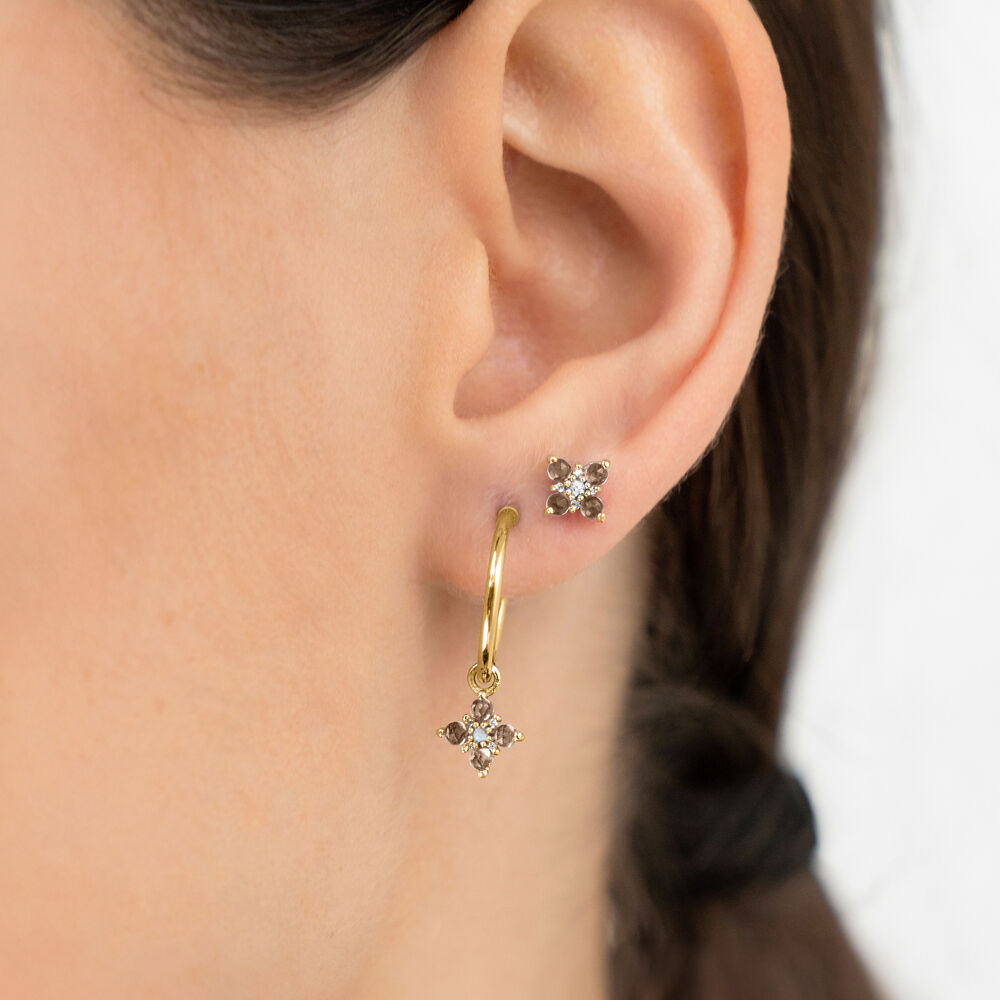 Ohrstecker BLOOM, Rauchquarz/Mondstein, 18 Karat Rosegold vergoldet Bild 2 Ohrstecker BLOOM, Rauchquarz/Mondstein, 18 Karat Rosegold vergoldet Bild 2