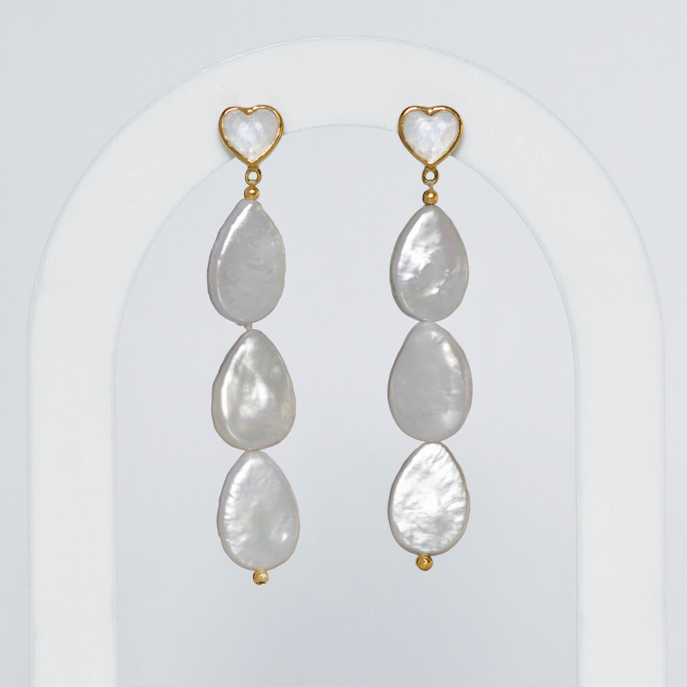 Ohrstecker VALENTINE PEARLS, lang, 18 Karat Gelbgold vergoldet Bild 5