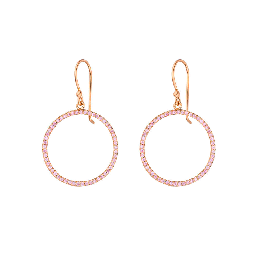 Ohrhanger Circle Of Life Single 18 K Rosegold Vergoldet Rosa Leaf Jewelry