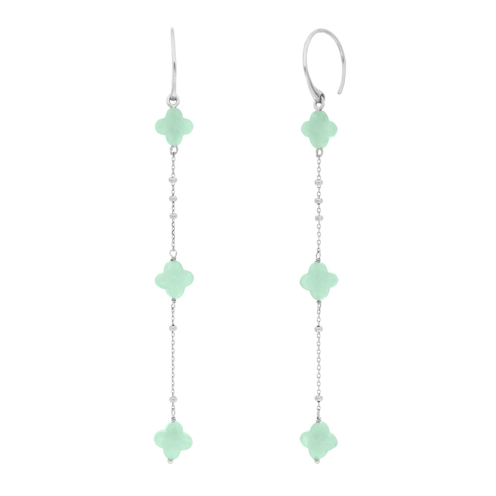 Ohrh�nger Clover Gem, lang, Amazonit, 925 Sterlingsilber