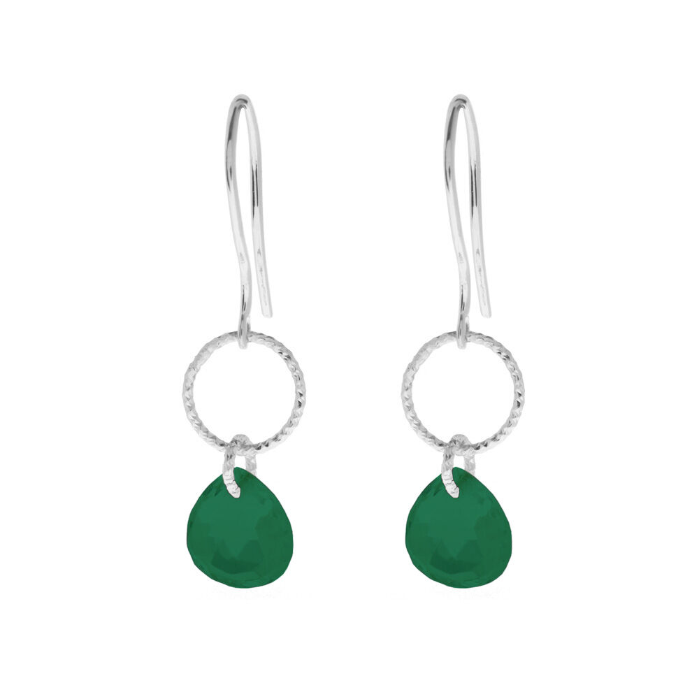 Ohrhnger Heart Stone, 925 Sterlingsilber, Grner Achat