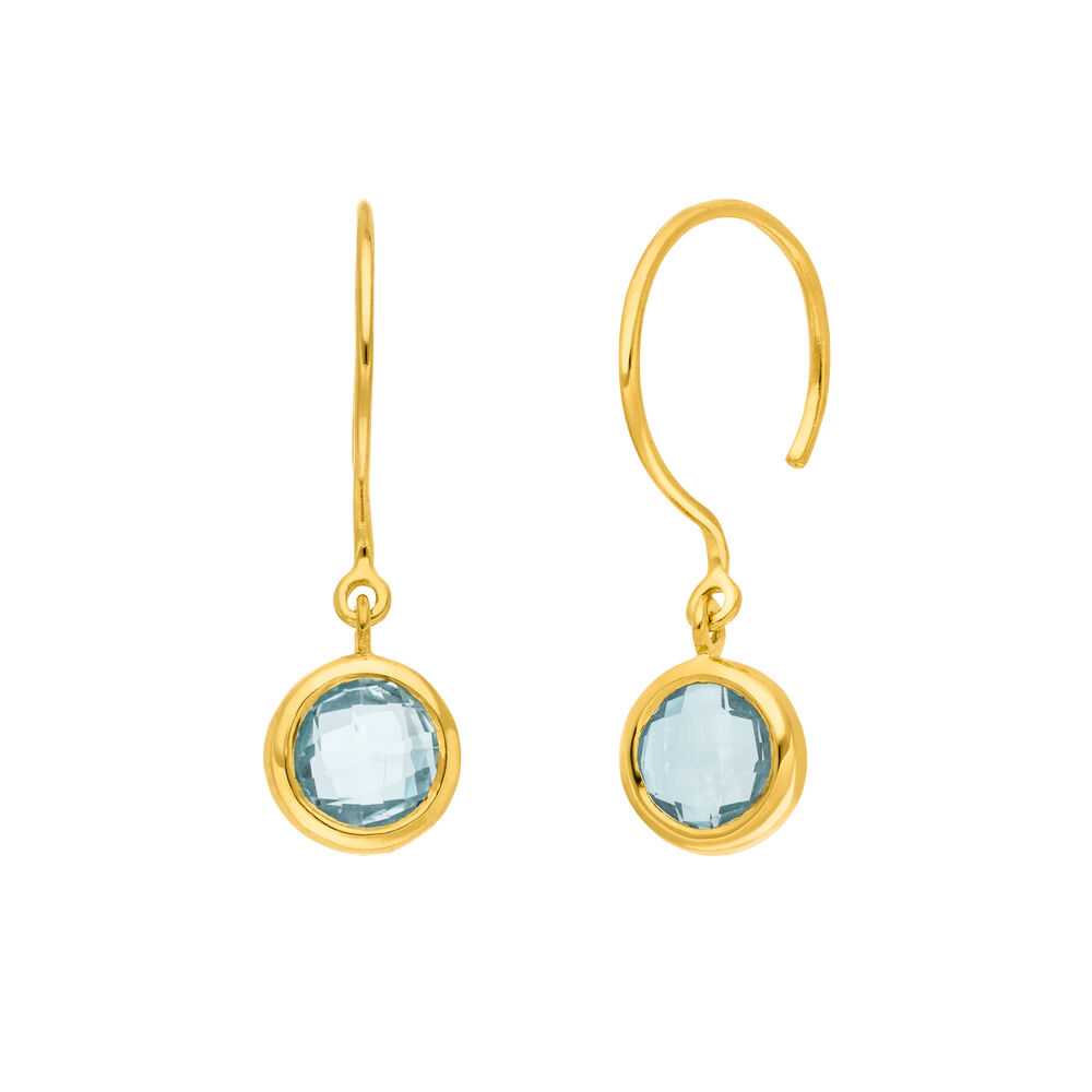 Ohrhnger Solitr, Blauer Topaz, 18 K Gelbgold vergoldet