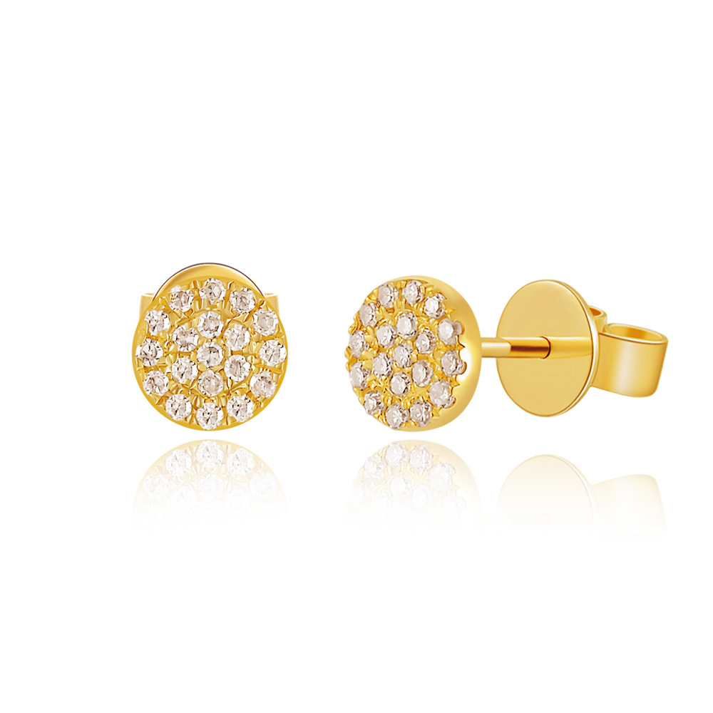 Ohrringe Pav mit Diamanten, 18 K Gelbgold