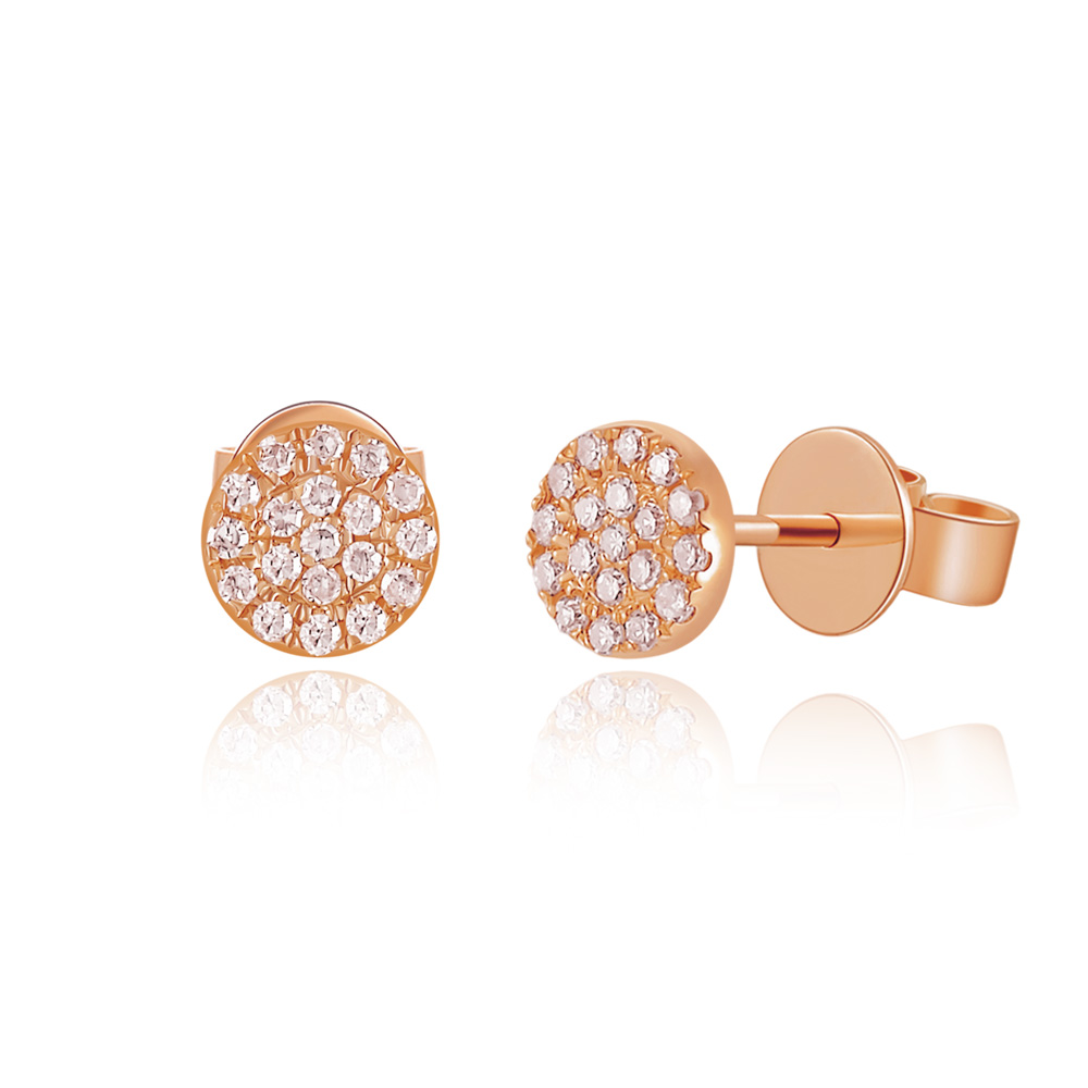 Ohrringe Pav mit Diamanten, 18 K Rose Gold