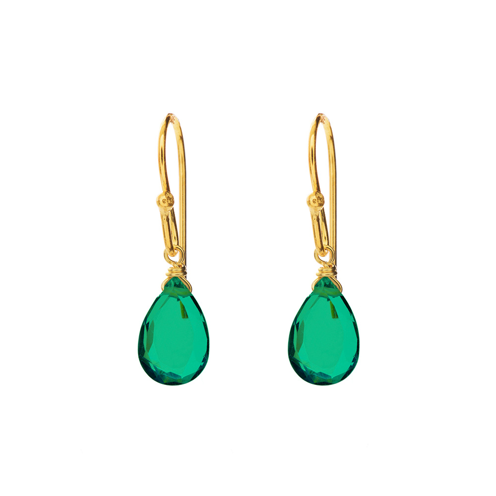 Ohrringe Tropfen, 18 K Gelbgold vergoldet, Grner Achat