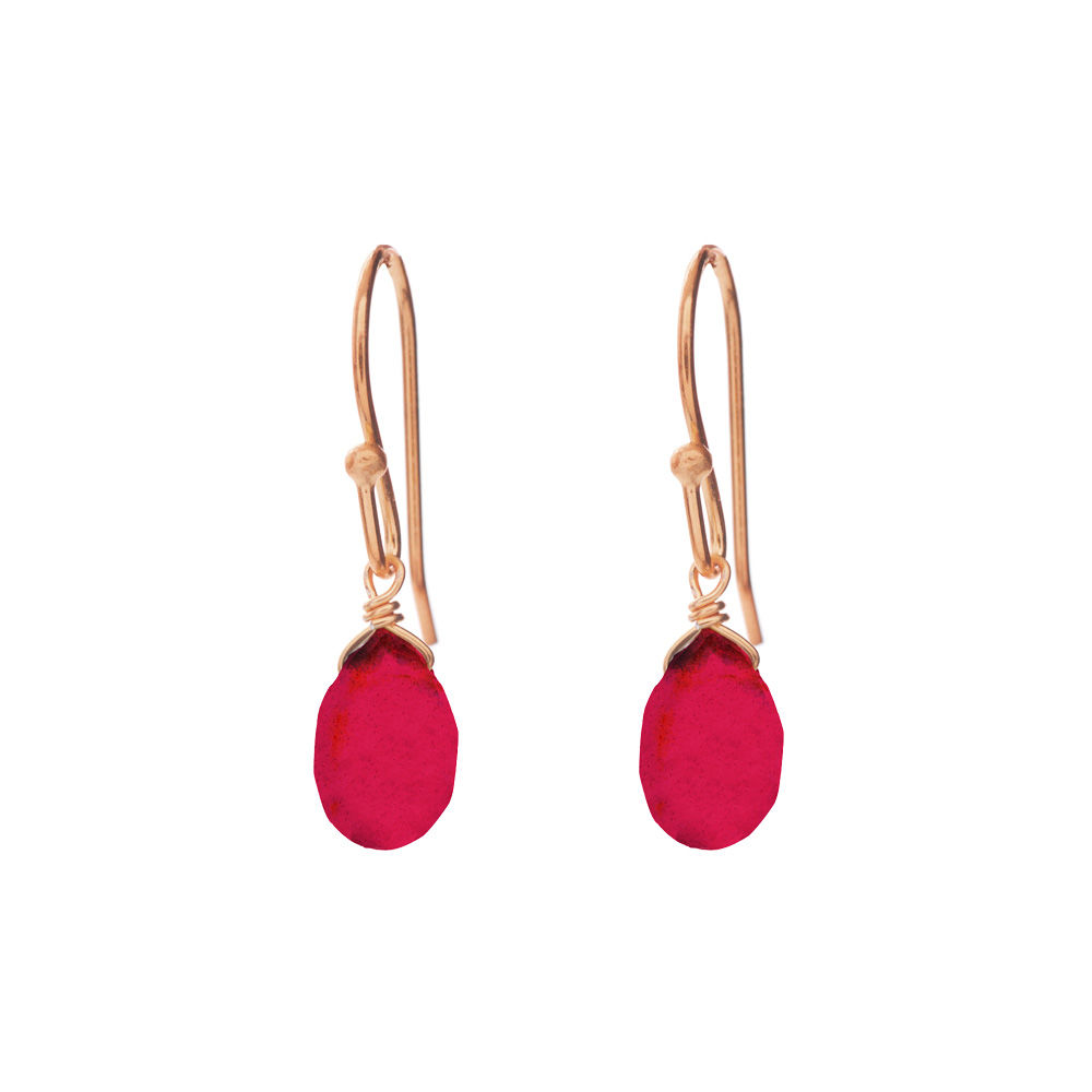 Ohrringe Tropfen, 18 K Rosegold vergoldet, Rubin