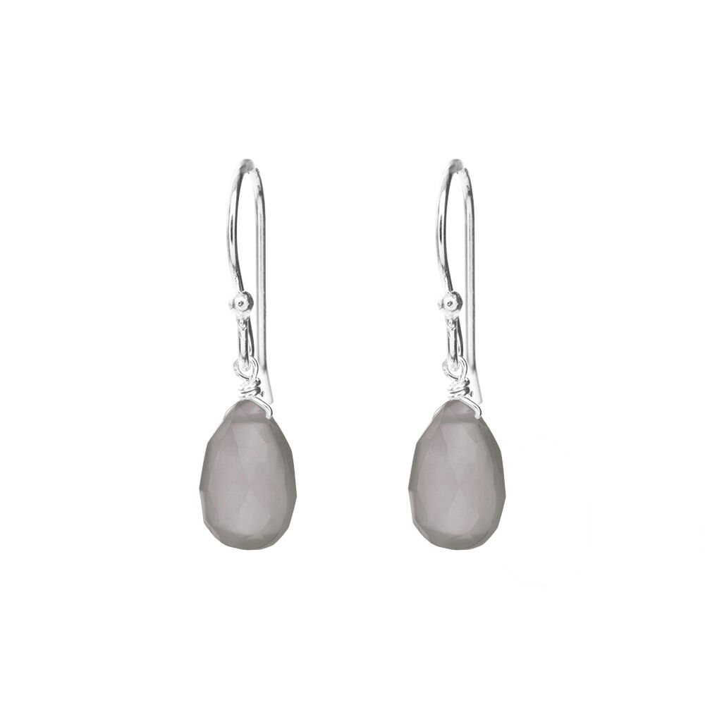 Ohrringe Tropfen, 925 Sterlingsilber, Grauer Achat