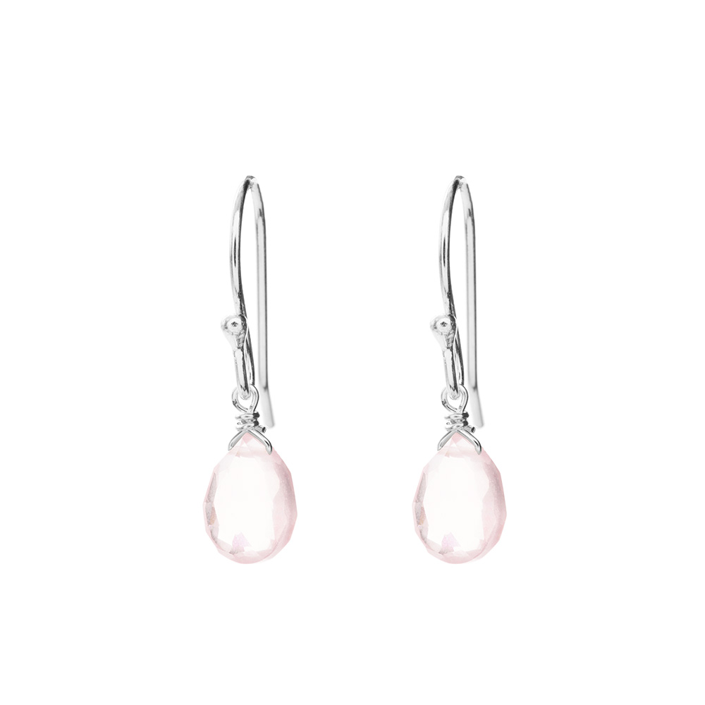 Ohrringe Tropfen, 925 Sterlingsilber, Rosenquarz