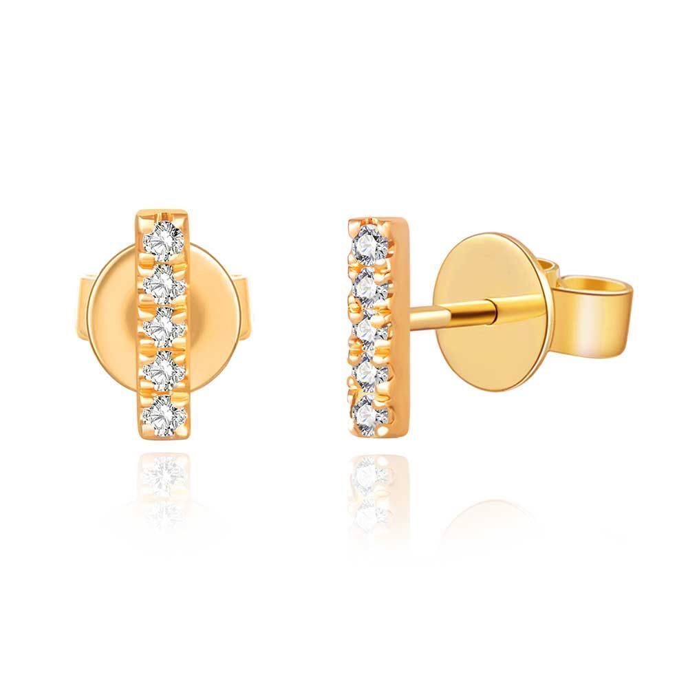 Ohrstecker Bar mit Diamanten, 18 K Gelbgold