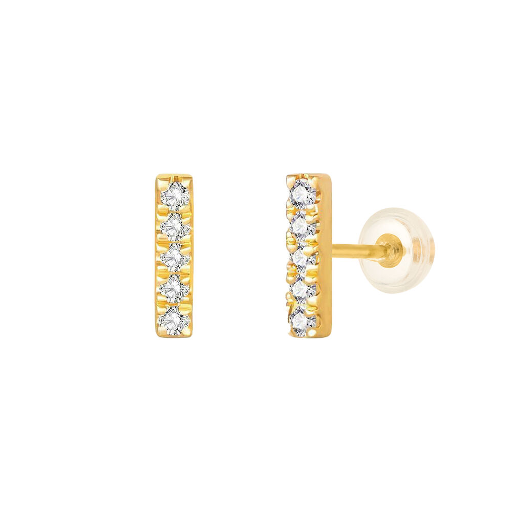 Ohrstecker Bar mit Diamanten, 18 Karat Gelbgold