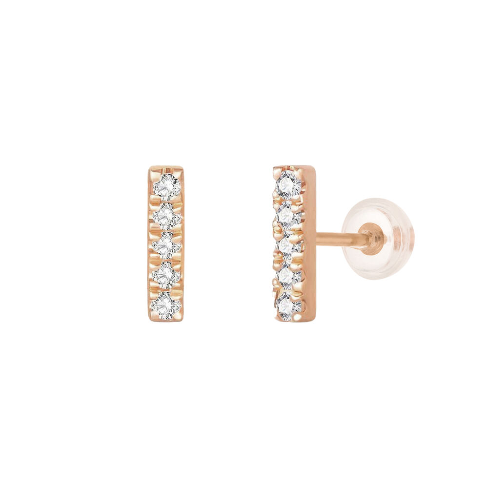 Ohrstecker Bar mit Diamanten, 18 Karat Rosegold