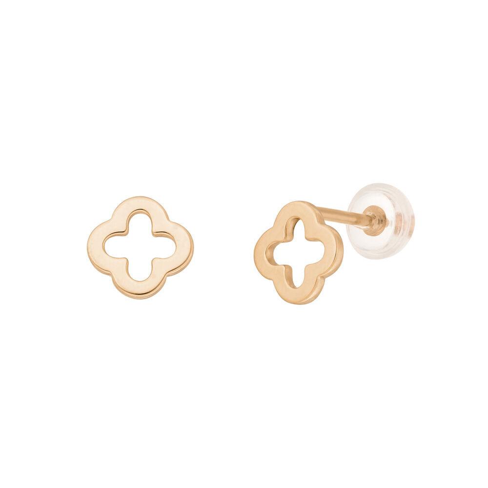 Ohrstecker Clover, 14 Karat Rosegold