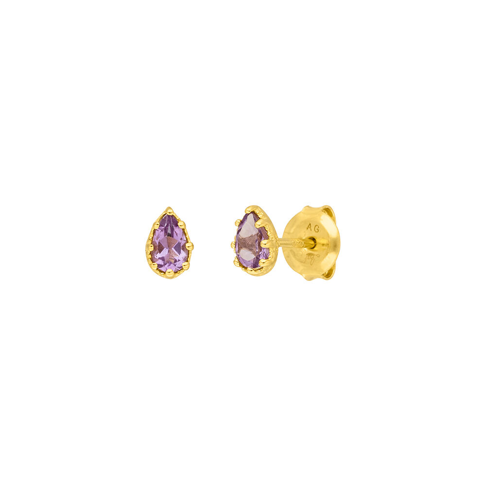 Ohrstecker Drop, Amethyst, 18 K Gelbgold vergoldet