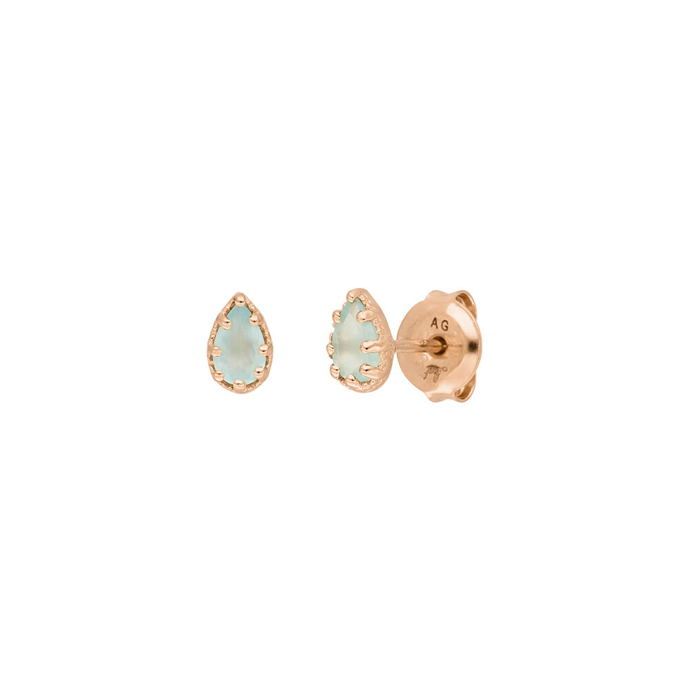 Ohrstecker Drop, Aqua Chalzedon, 18 K Rosegold vergoldet