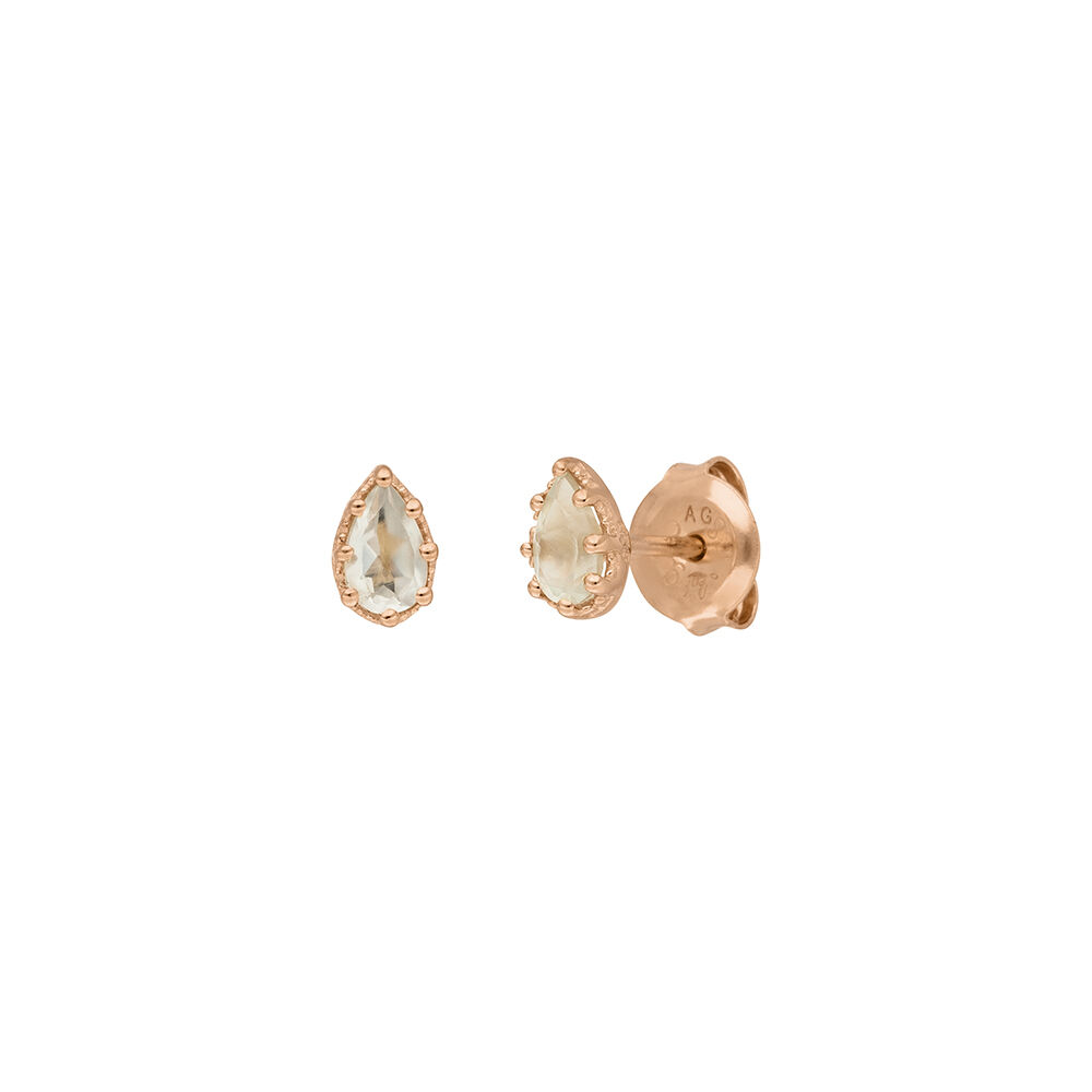 Ohrstecker Drop, Prehnit, 18 K Rosegold vergoldet