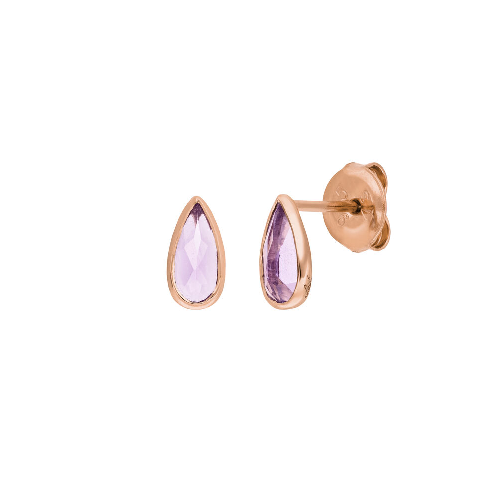 Ohrstecker Gem Drop, Amethyst, 18 K Rosegold vergoldet