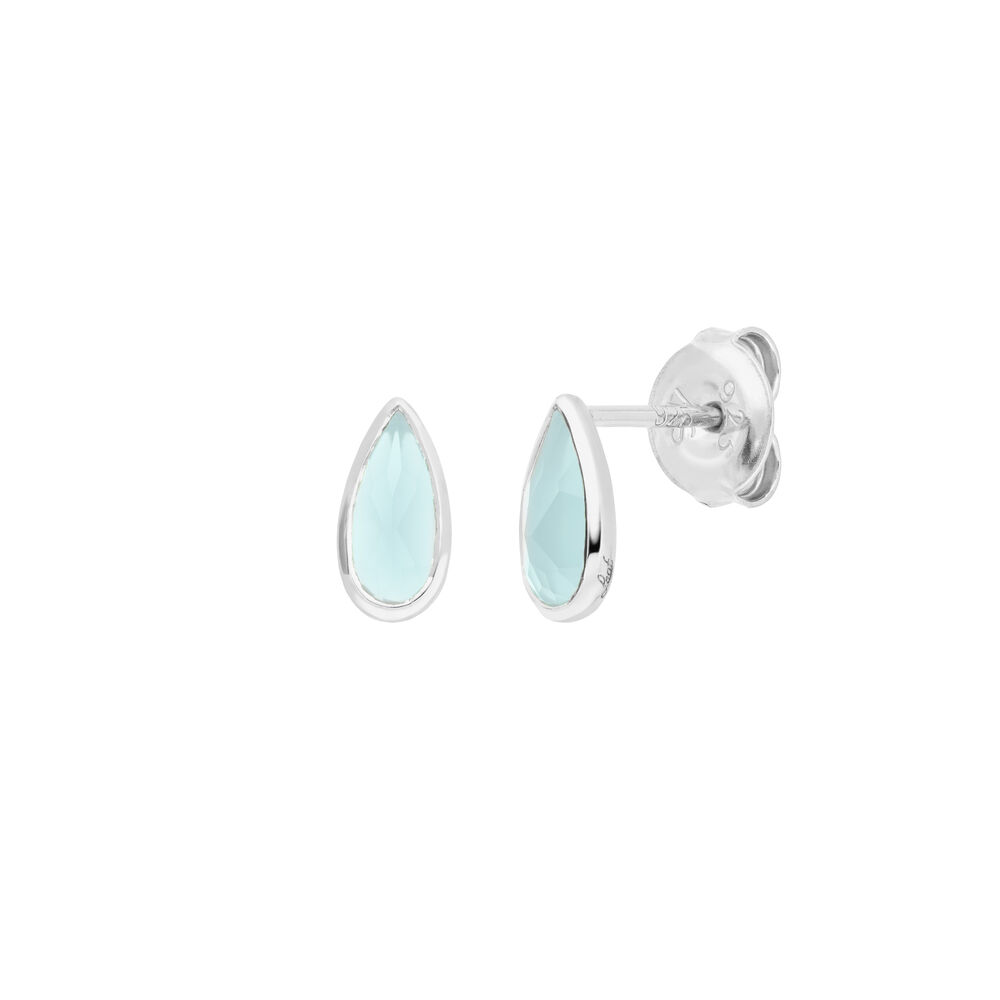 Ohrstecker Gem Drop, Aqua Chalzedon, 925 Sterlingsilber