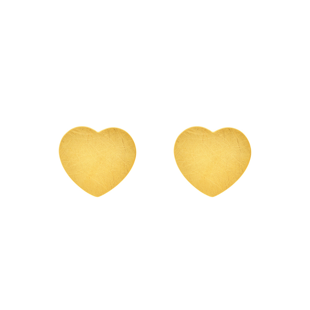 Ohrstecker Heart-Disc, matt, 18 K Gelbgold vergoldet