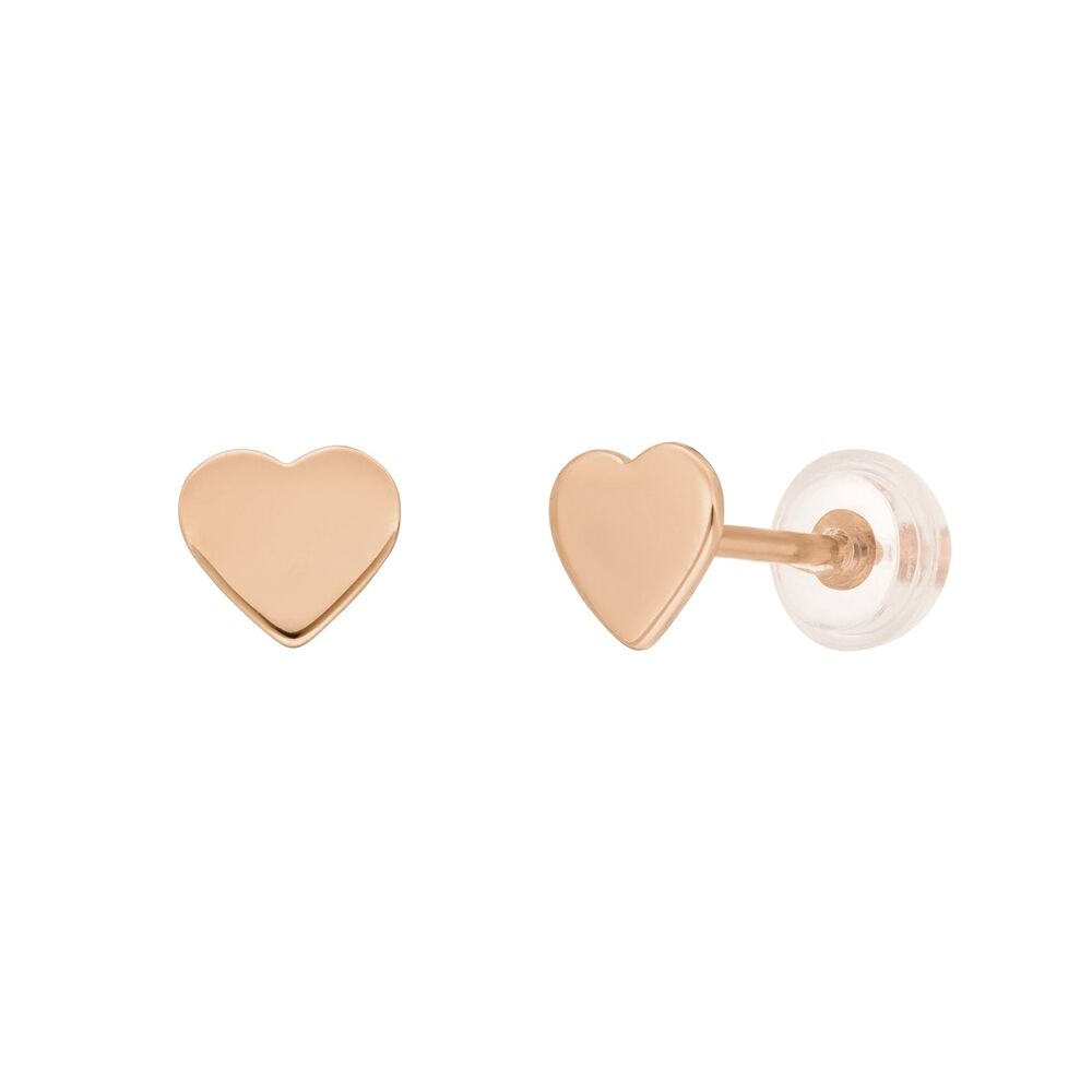 Ohrstecker Herz, 14 Karat Rosegold