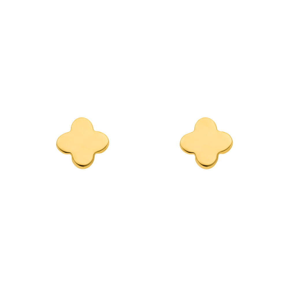 Ohrstecker MINI Clover, 14 Karat Gelbgold
