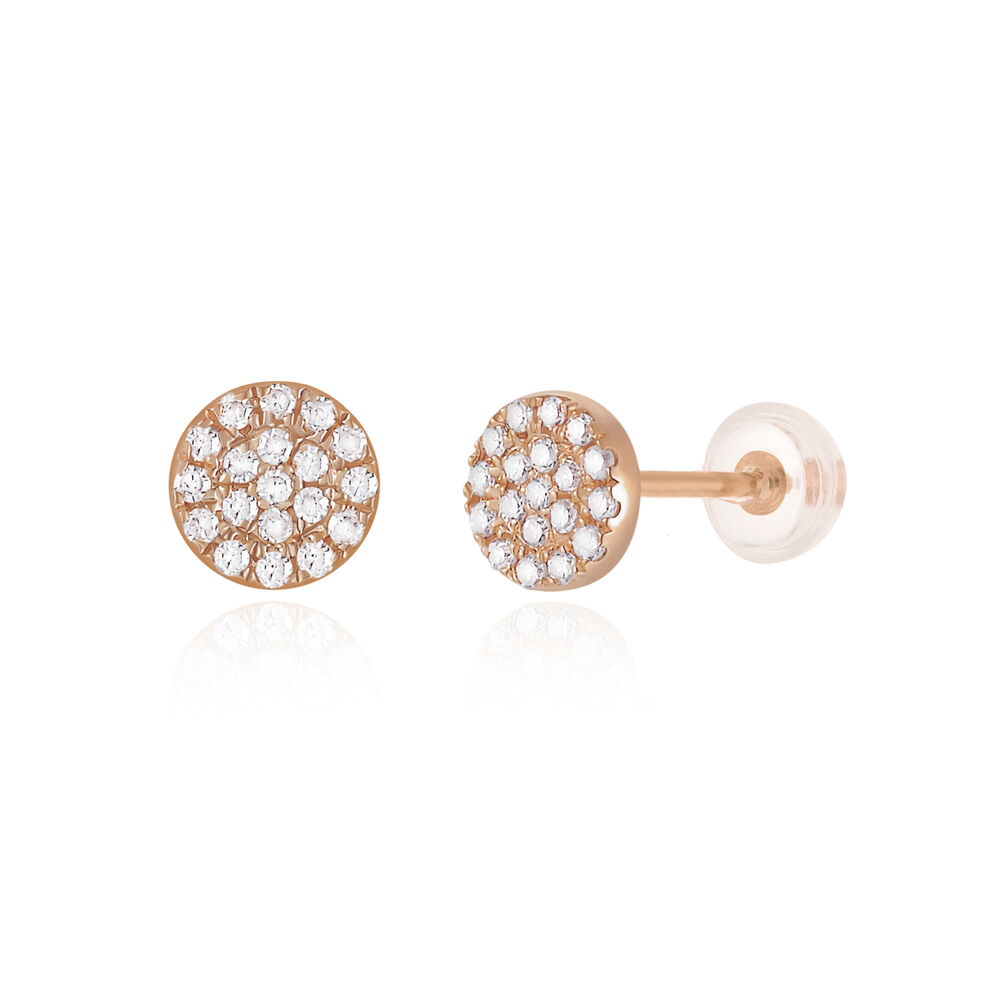Ohrstecker Pav� mit Diamanten, 18 Karat Rosegold