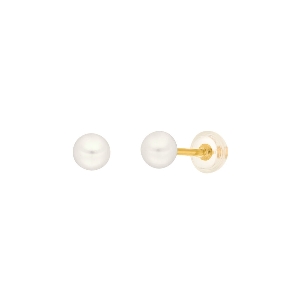 Ohrstecker Perle, 4mm, 14 Karat Gelbgold
