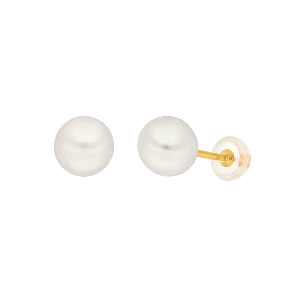 Ohrstecker Perle, 6mm, 14 Karat Gelbgold