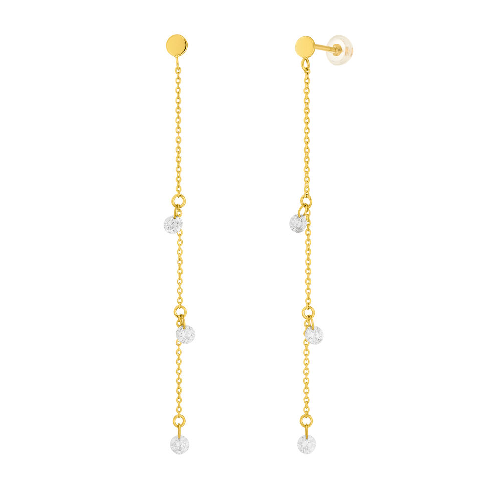 Ohrringe PURE Chain mit Diamanten, 18 Karat Gelbgold