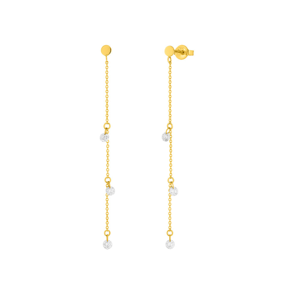 Ohrringe Pure Chain mit Diamanten, 18 K Gelbgold