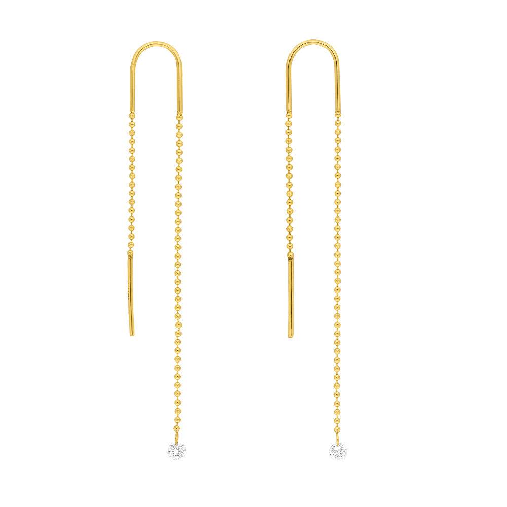 Ohrringe Pure Ball Chain, 14 K Gelbgold