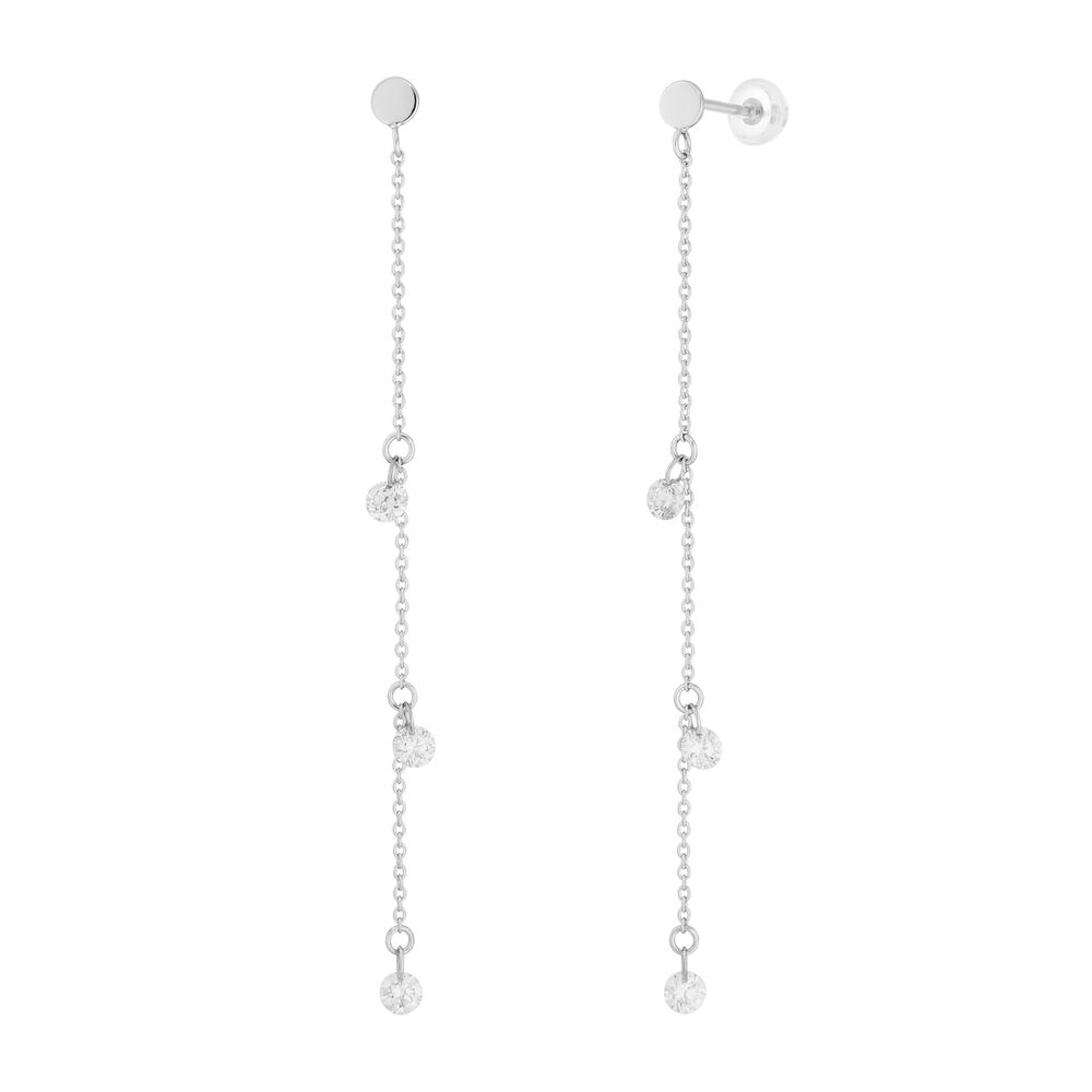 Ohrringe PURE Chain mit Diamanten, 18 Karat Wei�gold