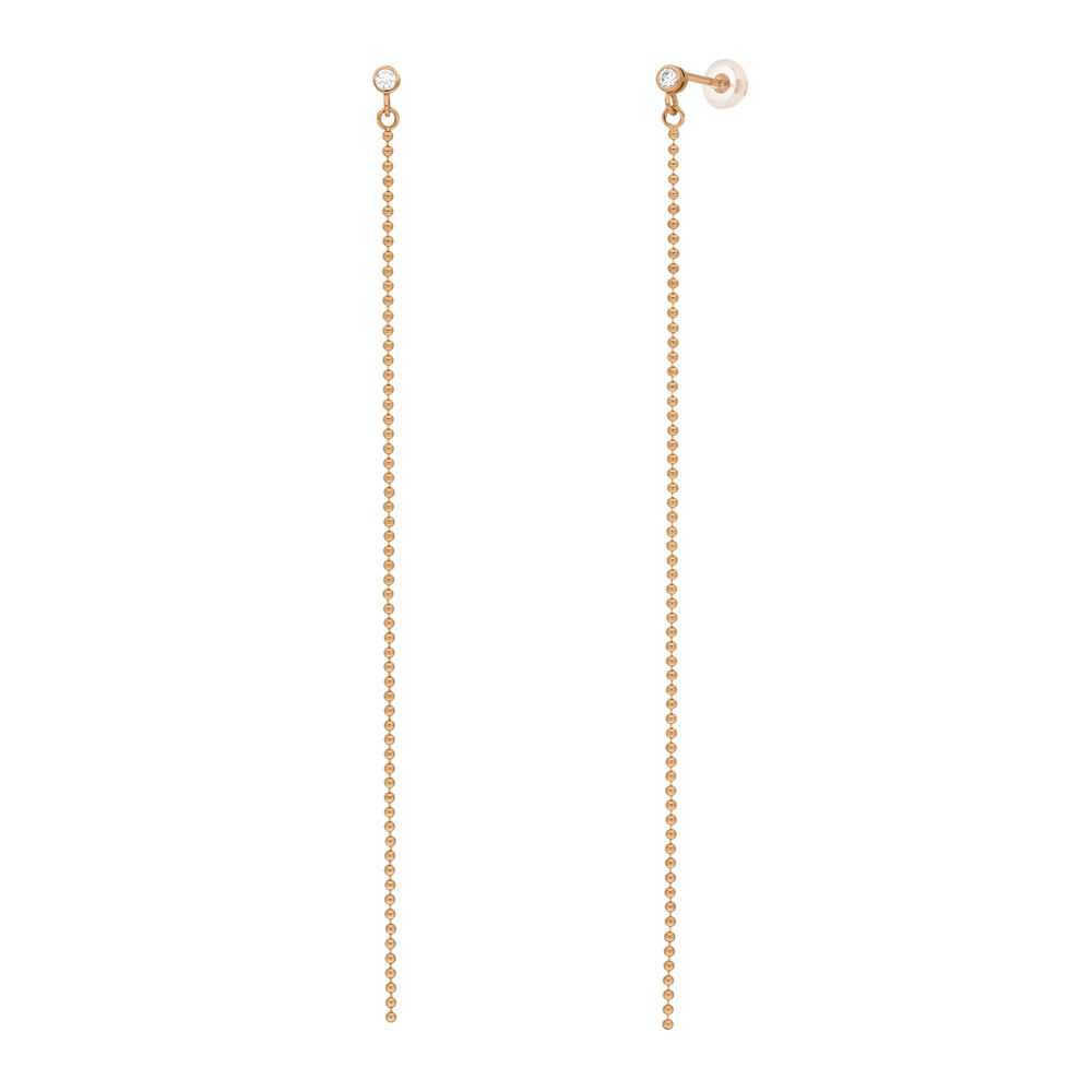 Ohrstecker MY FIRST DIAMOND, ball chain, 14 Karat Rosegold