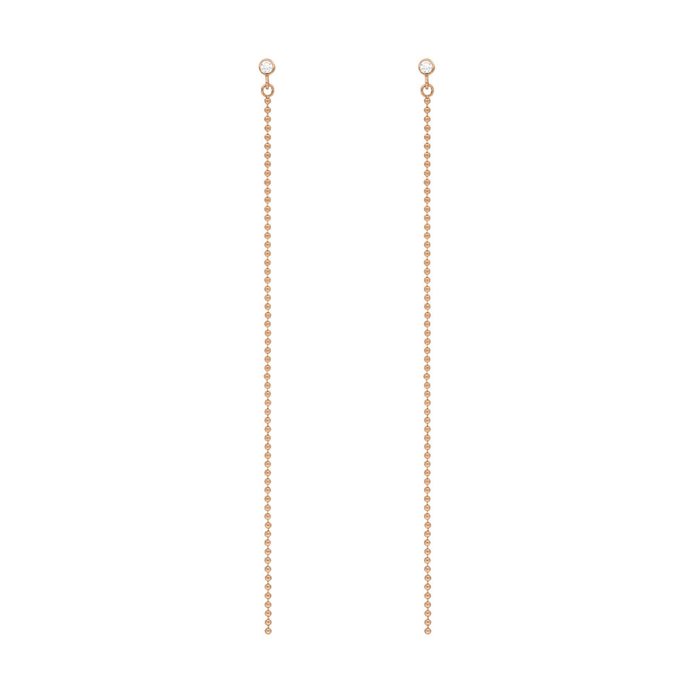 Ohrstecker my first diamond, ball chain, 14 K Rosegold