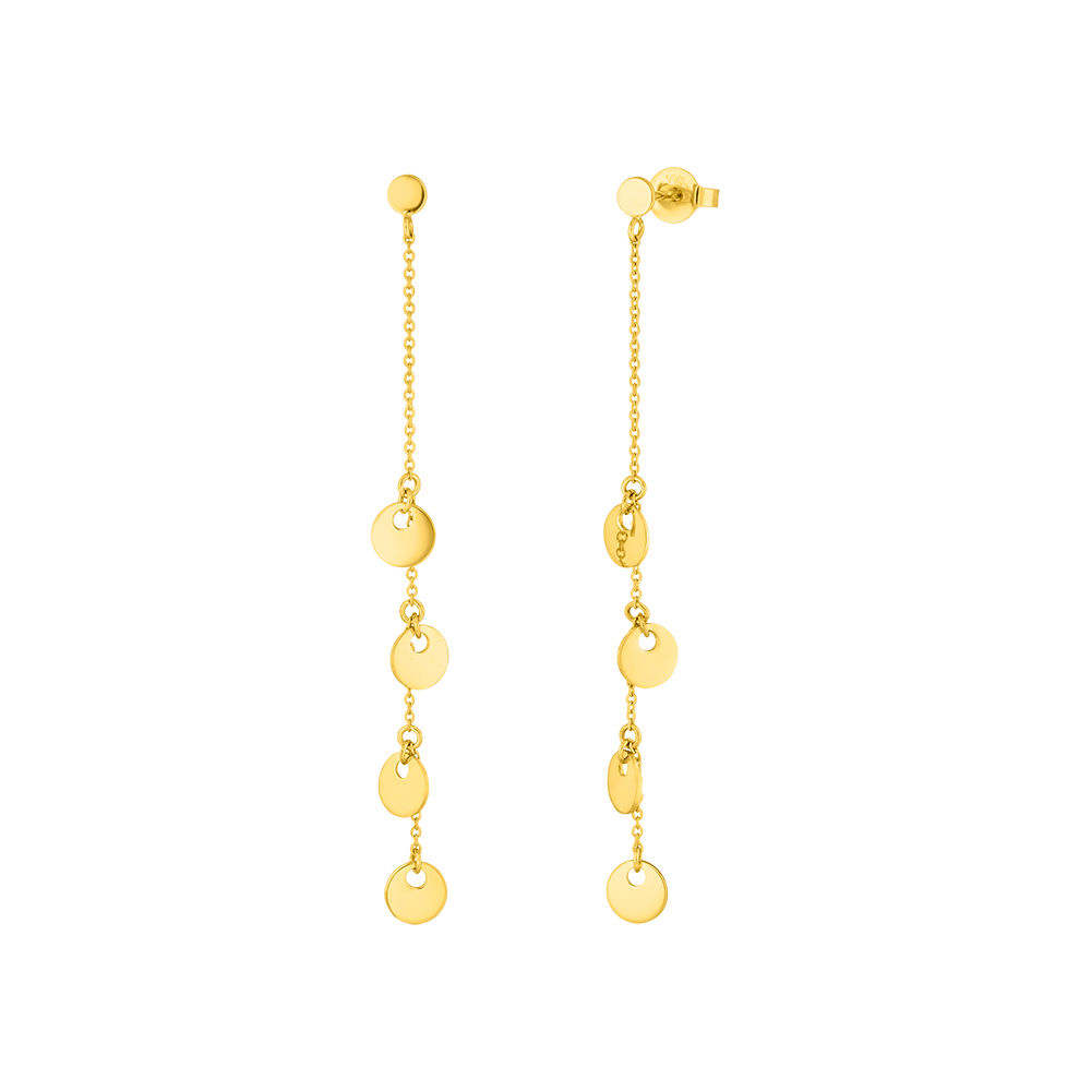 Ohrringe Platelet Kette, 14 K Gelbgold