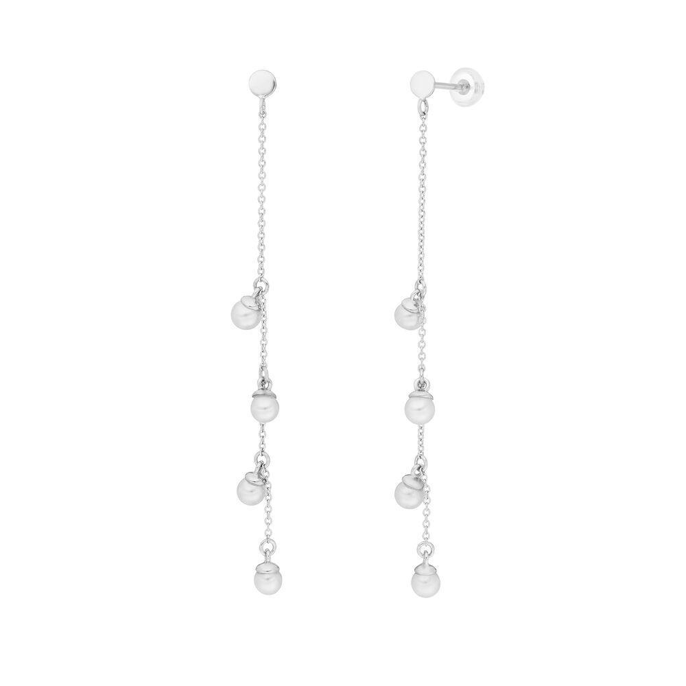 Ohrringe Perle Kette, 14 Karat Wei�gold