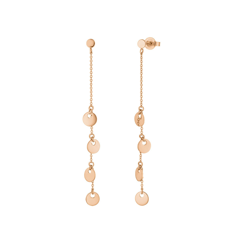 Ohrringe Platelet Kette, 14 K Rosegold