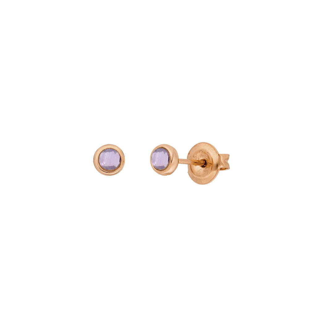 Ohrstecker Pure Amethyst, 3mm, 18 K Rosegold vergoldet