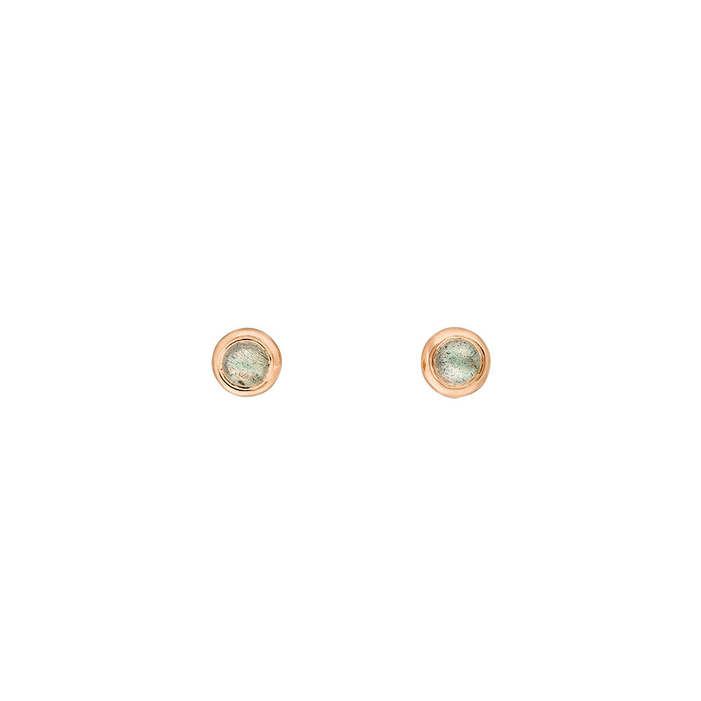 Ohrstecker Pure Labradorit, 3mm, 18 K Rosegold vergoldet