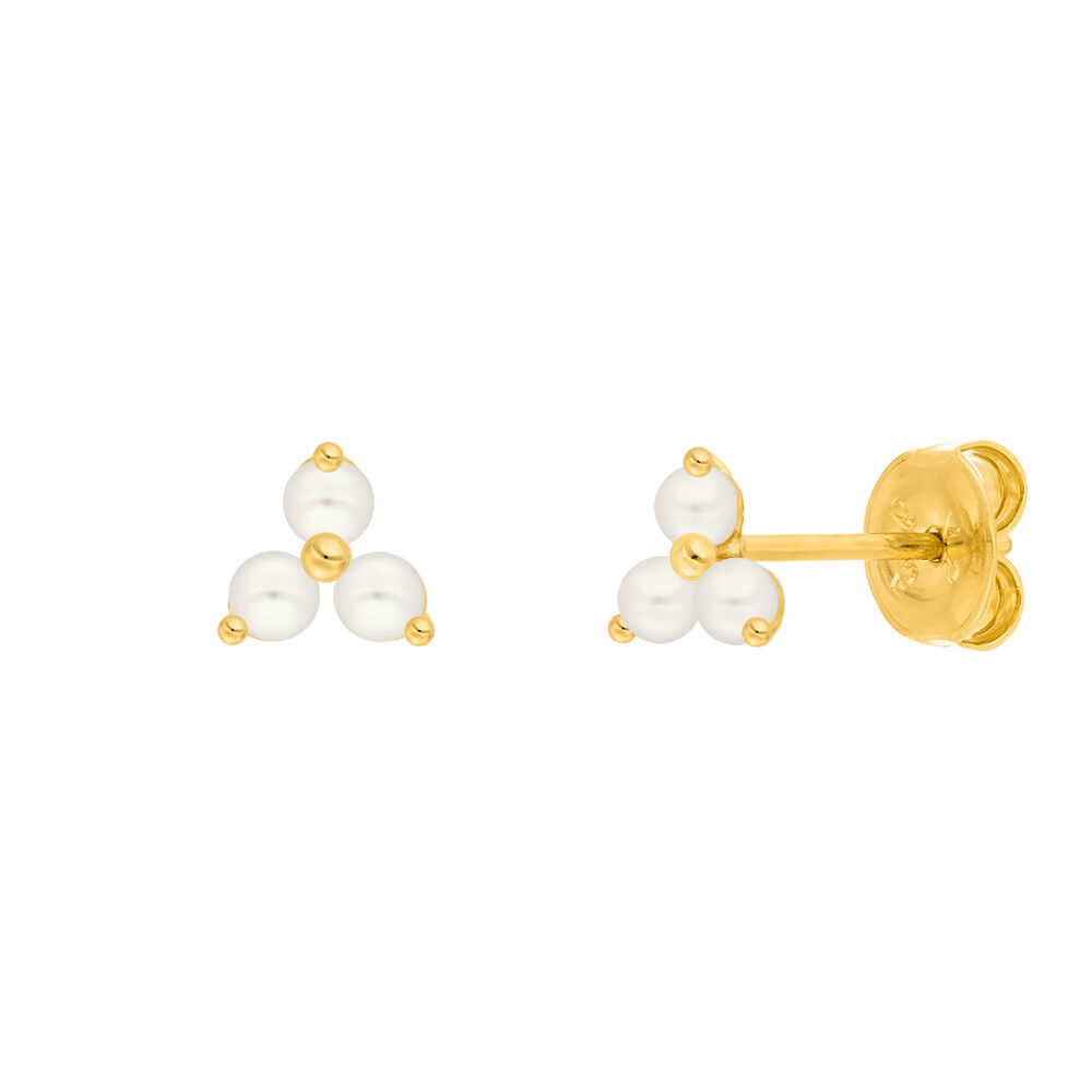 Ohrstecker Three Pearls, 18 Karat Gelbgold vergoldet