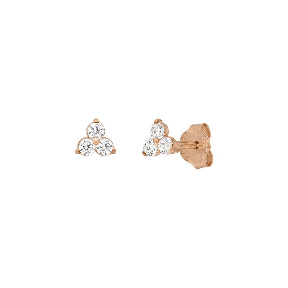 Ohrstecker Triple Zirkonia, 18 K Rosegold vergoldet