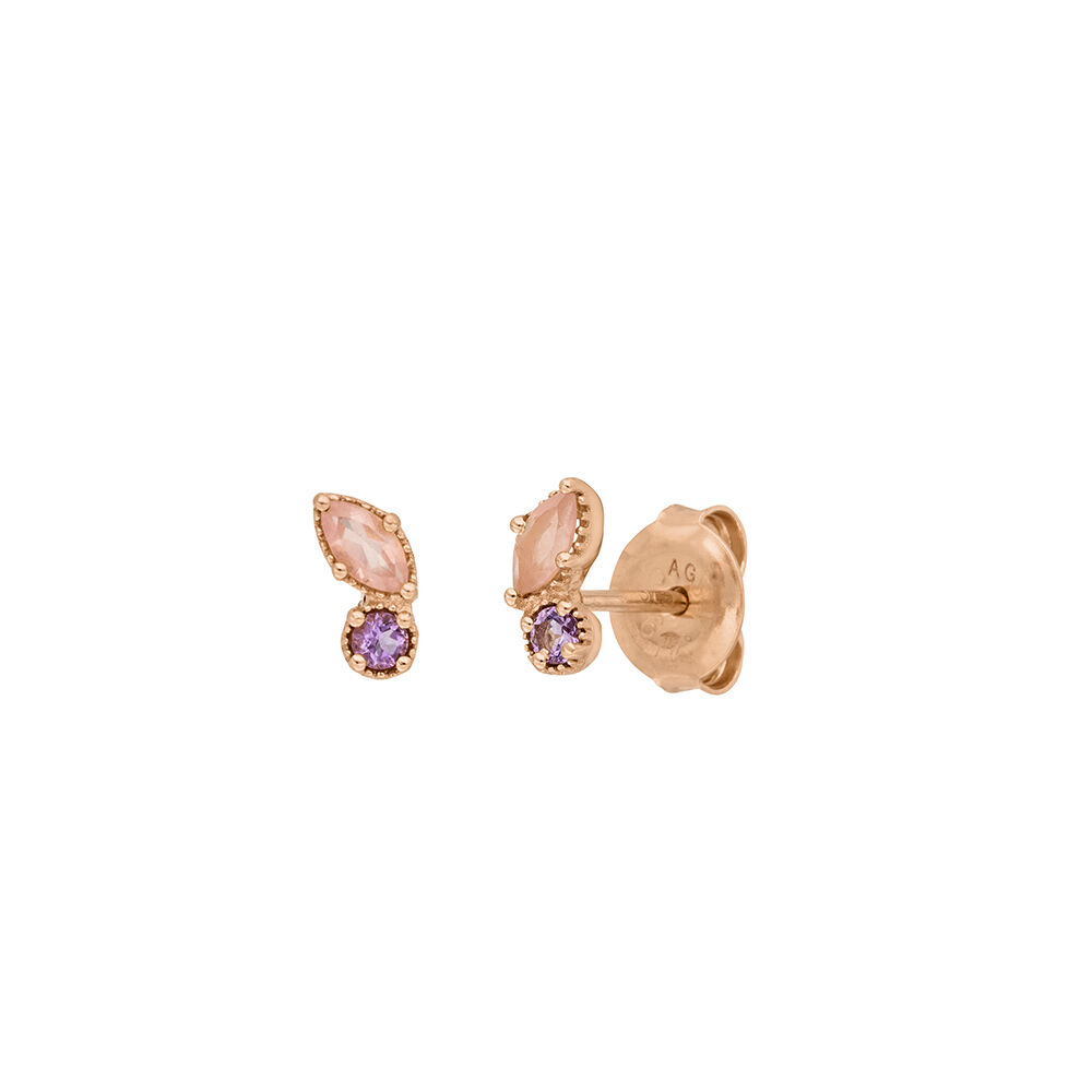 Ohrstecker Two Gems, Rosenquarz, 18 K Rosegold vergoldet