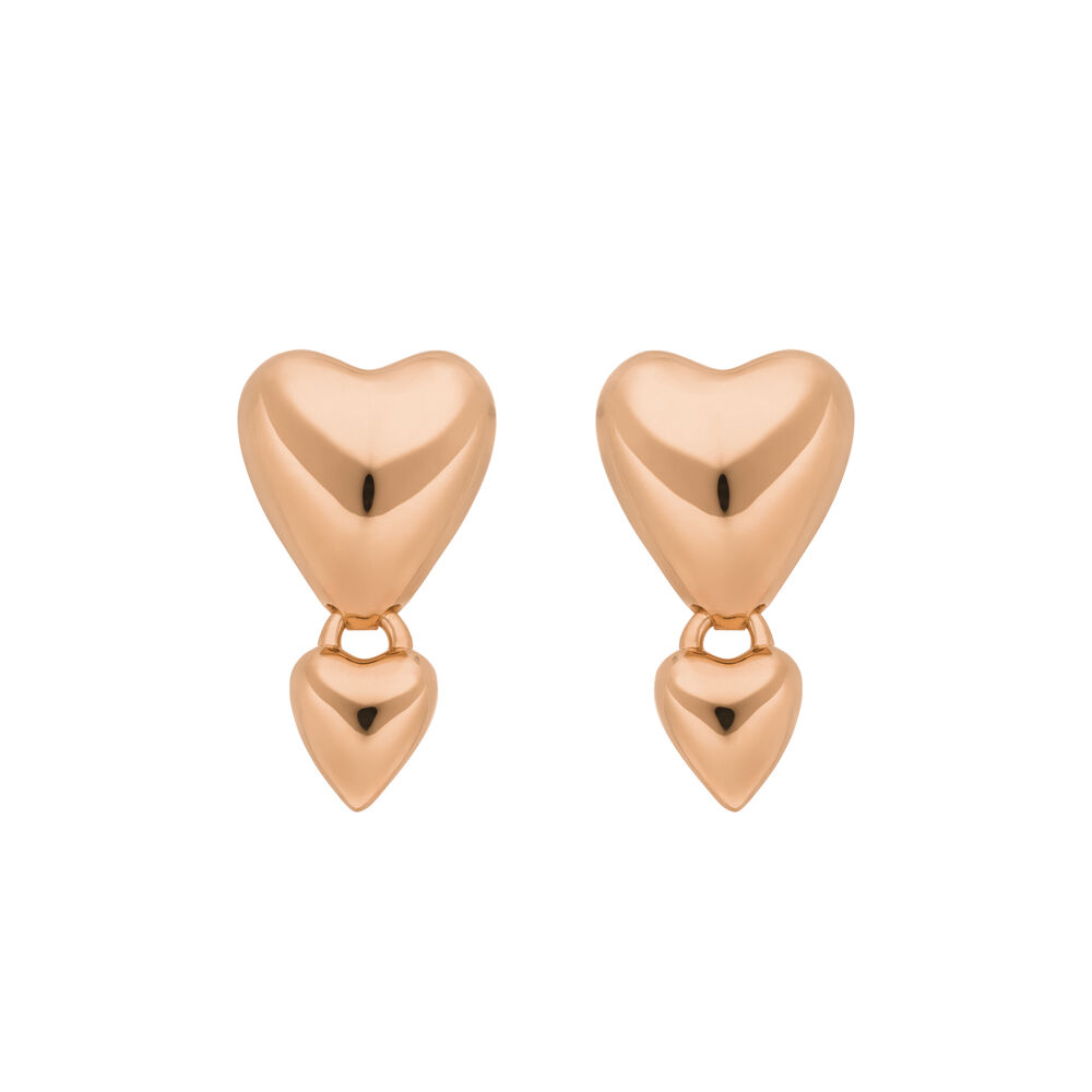 Ohrstecker Two Hearts, 18 K Rosegold vergoldet