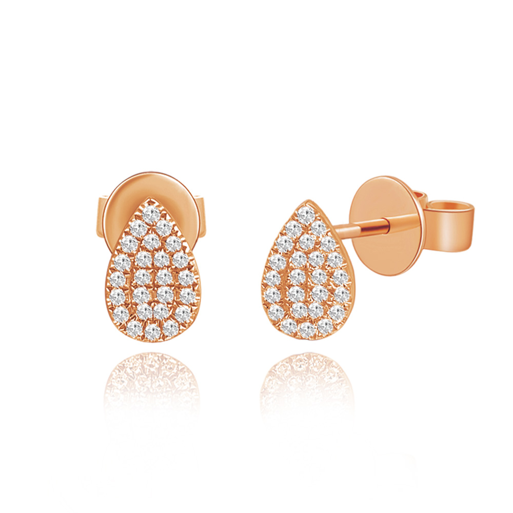 Ohrstecker Drops mit Diamanten, 18 Karat Rosegold