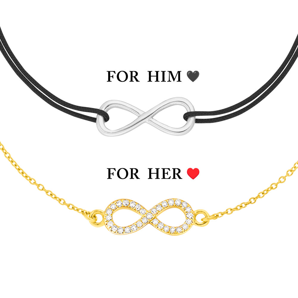 Partner Armb�nder, INFINITY, Diamanten, 14 & 18 Karat Wei�gold & Gelbgold