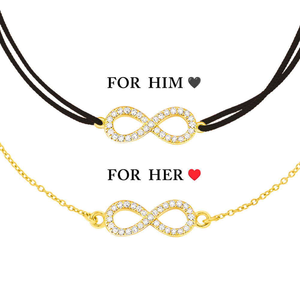 Partner Armbnder, INFINITY, Diamanten, 18 Karat Gelbgold