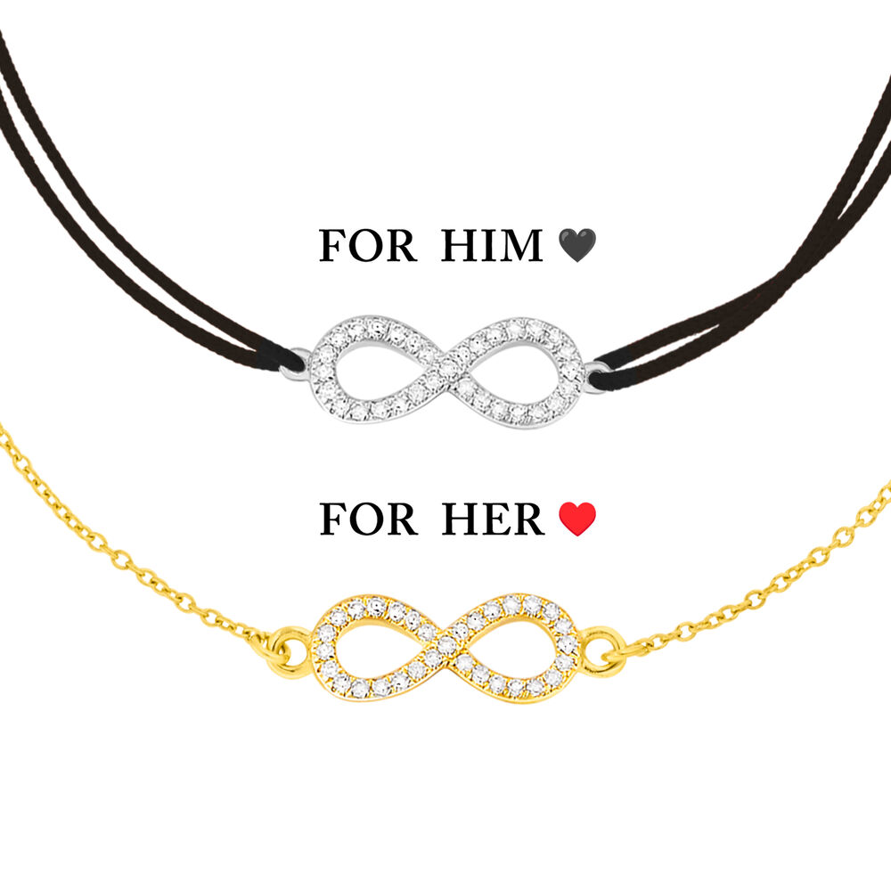 Partner Armb�nder, INFINITY, Diamanten, 18 Karat Wei�gold & Gelbgold