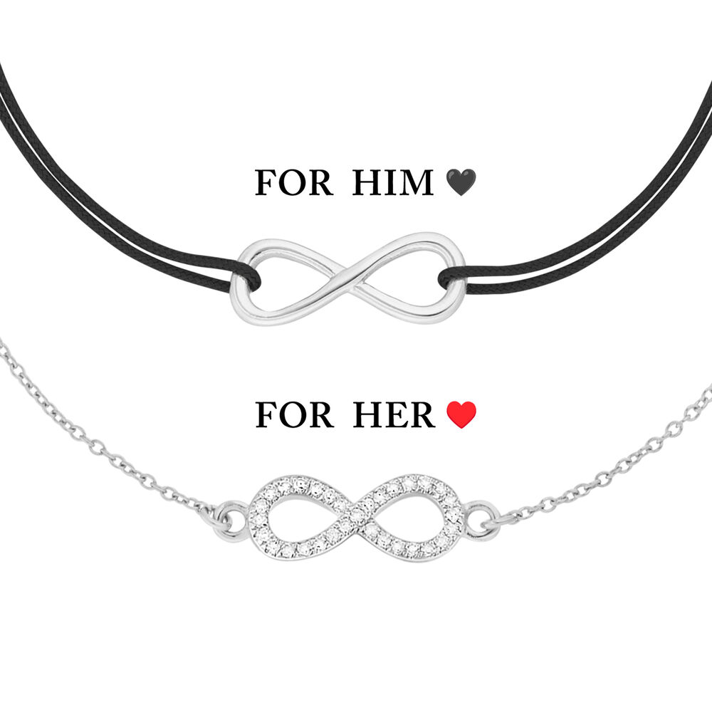 Partner Armband Set, INFINITY, Diamanten, 14 & 18 Karat Wei�gold