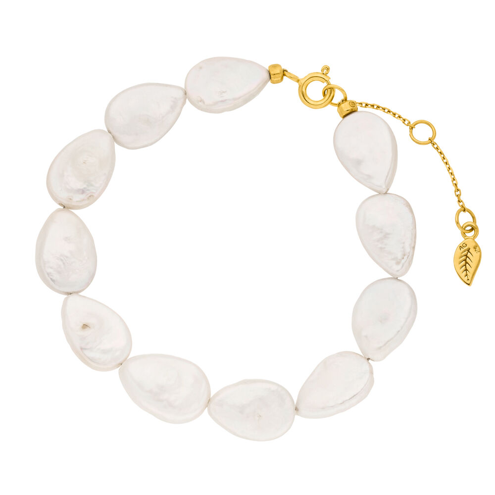 Perlenarmband VALENTINE PEARLS, 18 Karat Gelbgold vergoldet