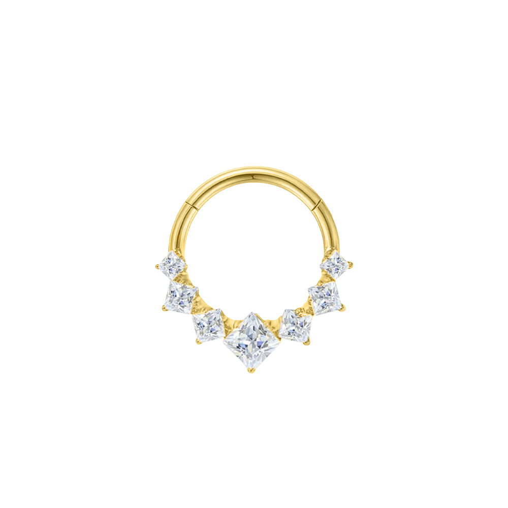Piercing Daith Ring mit Zirkonia, vergoldetes Titan